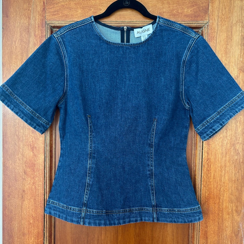 NWT ALIGNE Women's Blue Denim Top